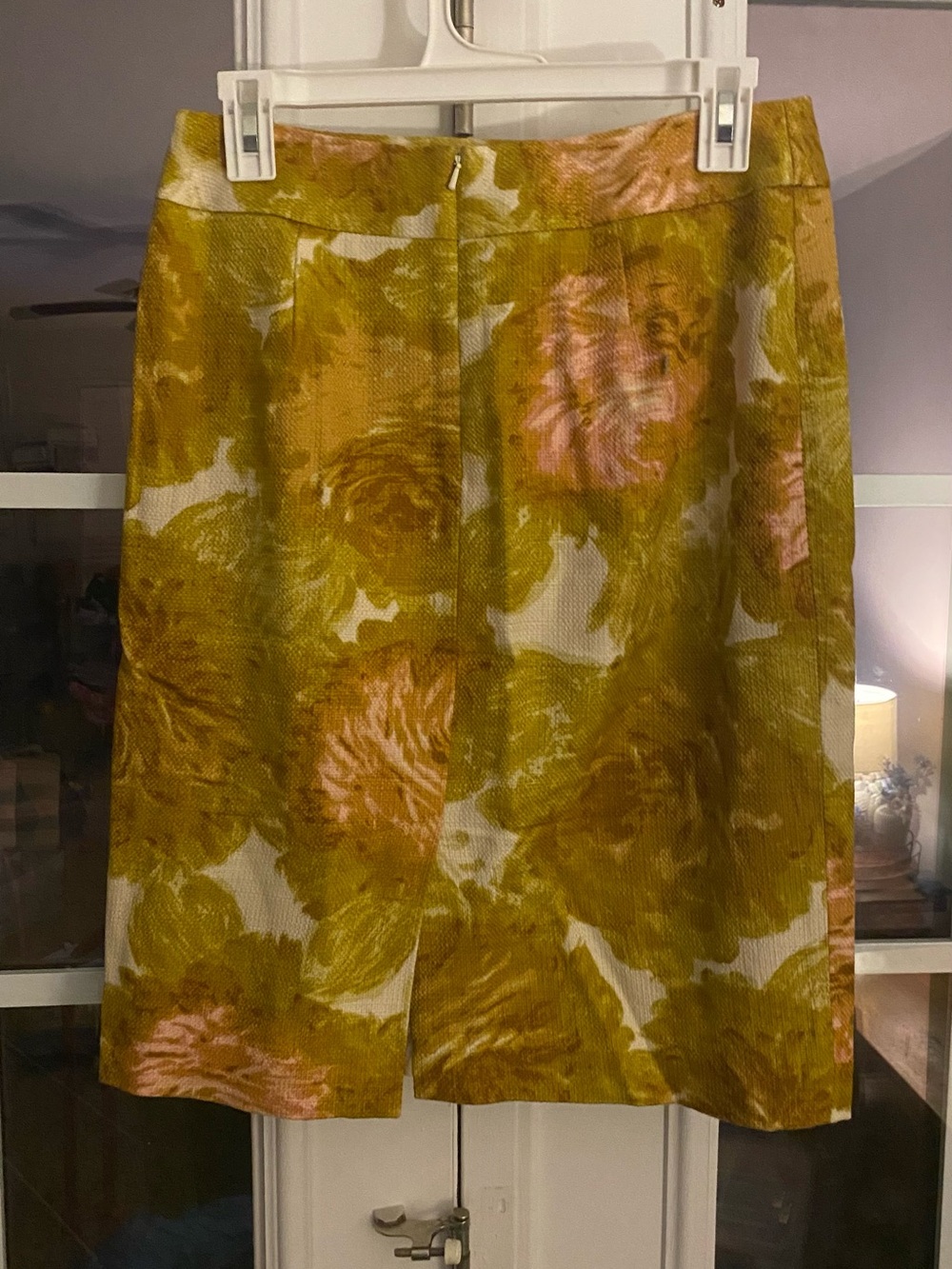 Talbots Mustard and Blush Floral Midi Pencil Skirt - Picture 2 of 5